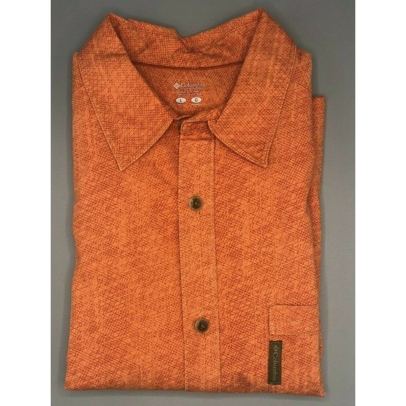 Columbia Large Short Sleeve Orange Button Up‎ Shirt - Picture 4 of 11